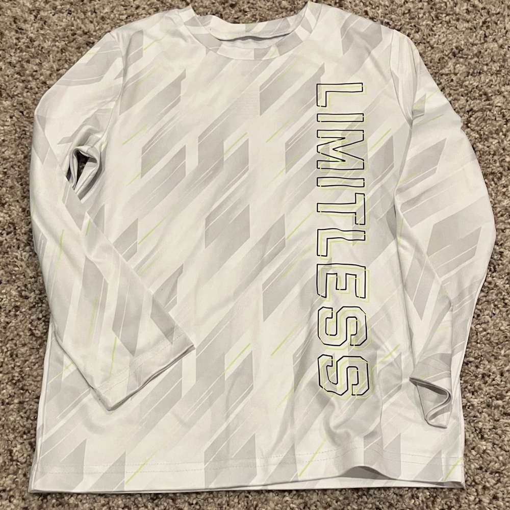 Boys Size 6 Jumping Bean Limitless Athletic Shirt White/Gray/Lime Green